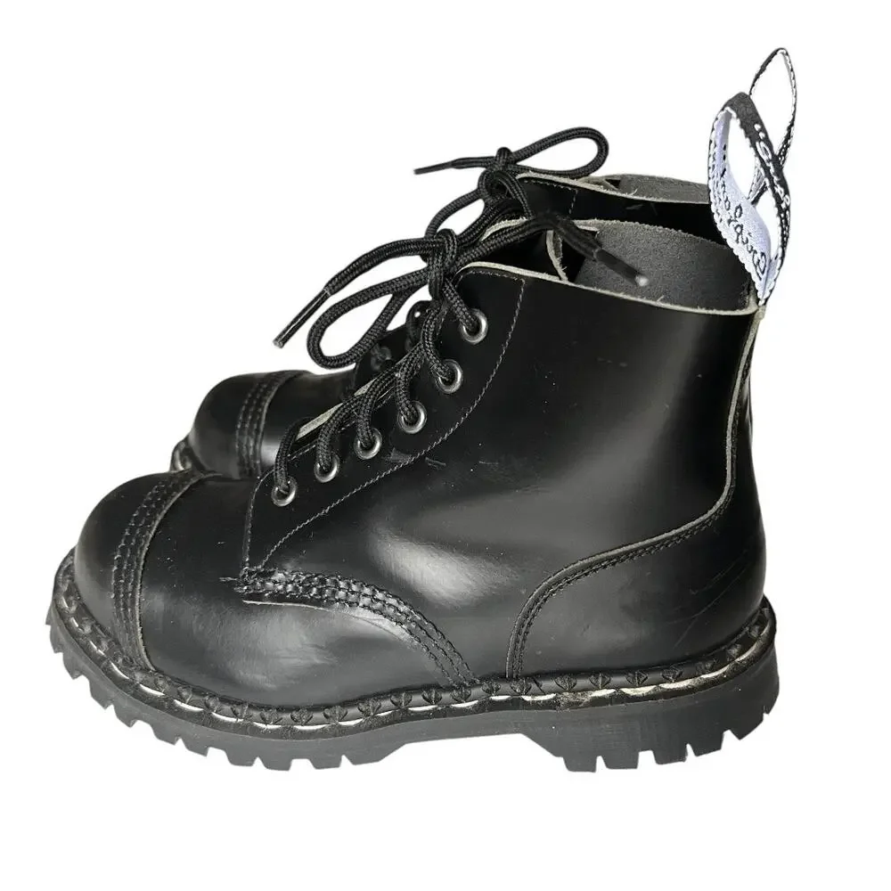 Original Gripfast Black Cap 6 Eye Steel Toe Leather Combat Boots Size 3.5 UK - Picture 2 of 14